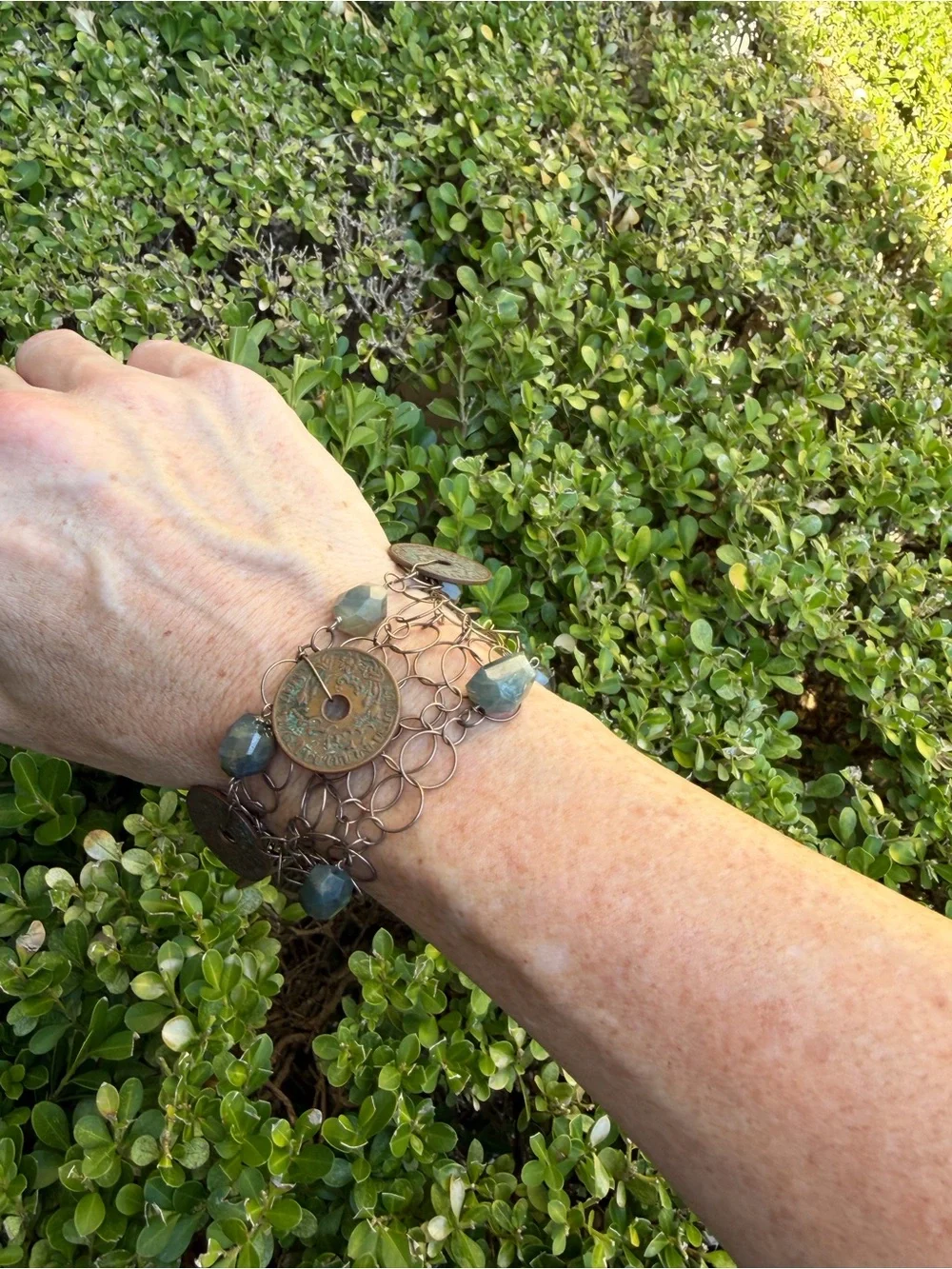 Carol Lipworth Sapphire Antique Coin Vulcanized Silver Bracelet CLD 808
